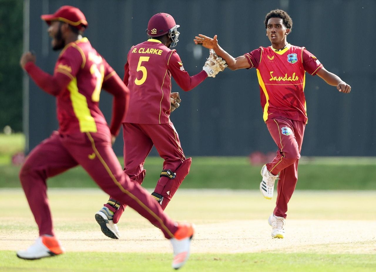 West Indies Rivaldo Clarke (wicket keeper) and Anderson Mahase celebrate a wicket during their tour of England back in September in which the team played six matches.