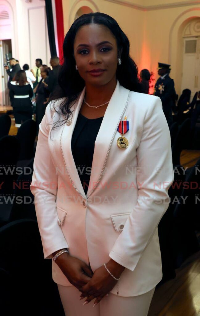 Former TT and West Indies cricket captain Merissa Aguilleira after receiving Hummingbird Gold at the 2024 Republic Day National Awards ceremony, at President’s House, Port of Spain, on September 24, 2024. - Photo by Roger Jacob (Image obtained at newsday.co.tt)